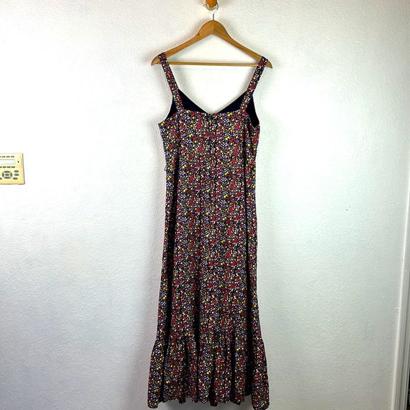Euc J.Crew floral midi ruffle hem strap dress 10 - Picture 5 of 7